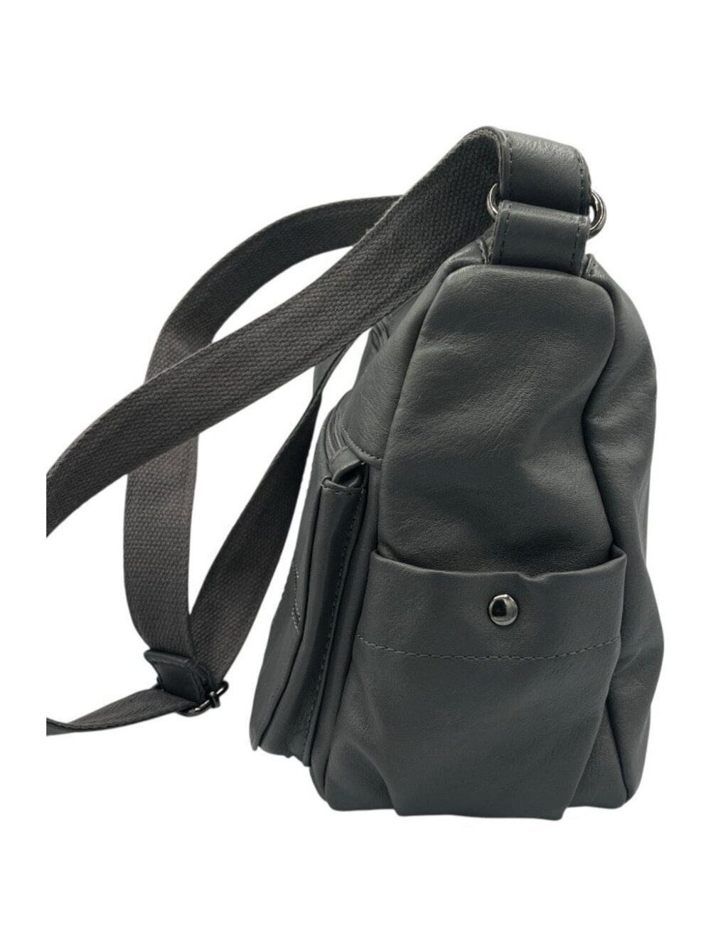 Mei Ya Shi Dun Gray Shoulder Crossover Purse 4 Zippered & 2 Snap Magnet Pockets - Picture 5 of 13